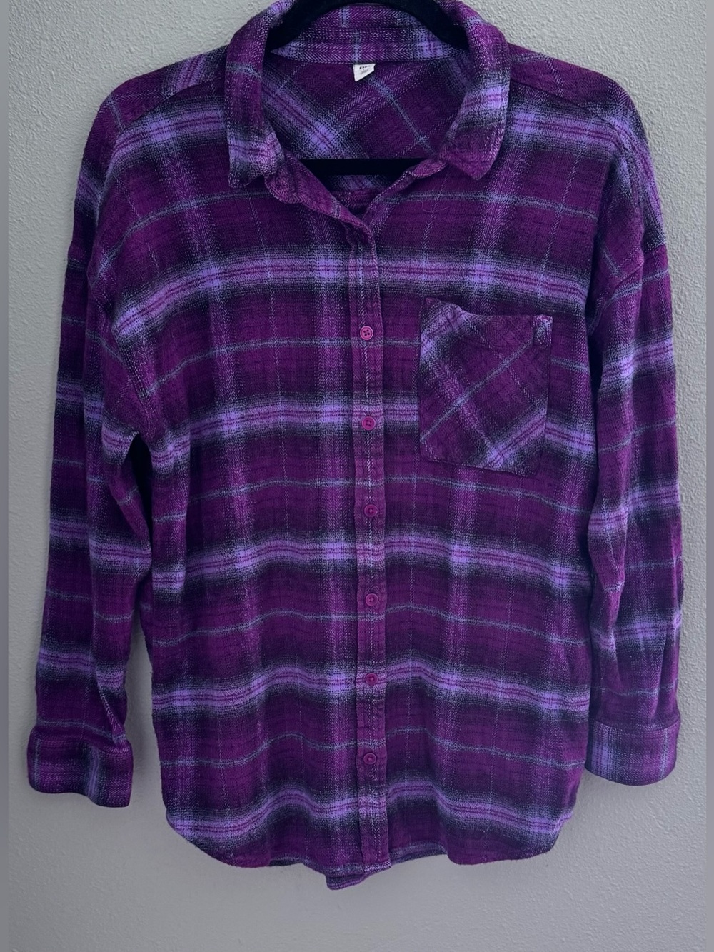 Vintage Nordstrom Brass Plum Women’s Flannel Purple Plaid Shirt